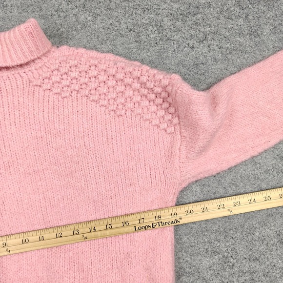 Free People Sweater Womens XS Pink Popcorn Knit Turtleneck Chunky Pullover - Picture 7 of 8